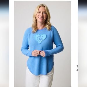 NEW Parkhurst Blue Crewneck Sweater with Heart Patch